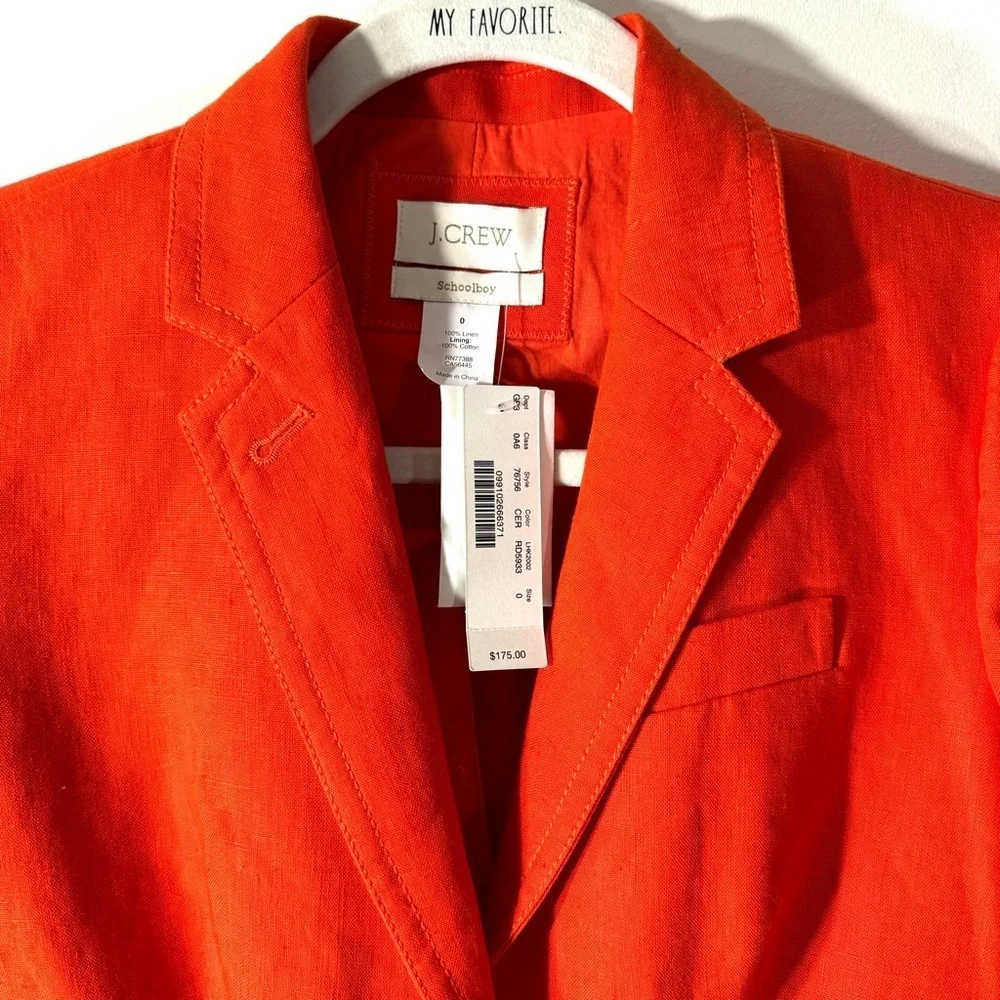 J.Crew Orange Linen school boy blazer NWT
